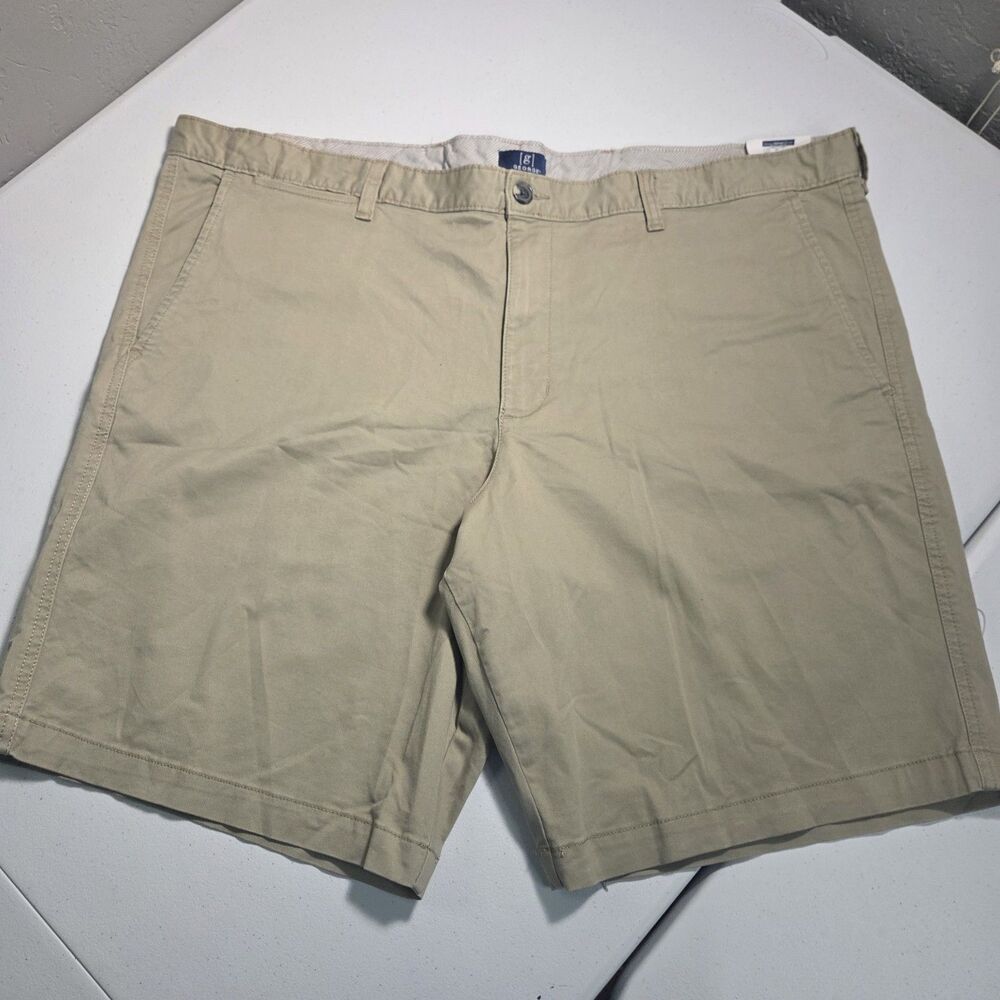 NWT George Chino Shorts Mens 46 Khaki Tan Stretch Flat Front Above The Knee New